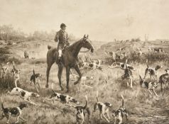 After Thomas Blinks, Fox Hounds on a scent, photogravure, signed in pencil, Published in 1892 by