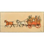 Cecil Aldin, A pair of stagecoach scenes with passengers, London to Plymouth and Perth to