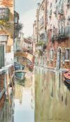 Saverio De Bello (b. 1951), Back water canal scenes in Venice, watercolours, both signed and one
