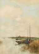 Theophile de Bock (1851-1904) Dutch, 'On the Zuider Zee', watercolour, signed, James Connell & Sons,