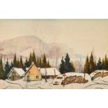 Graham Noble Norwell, A Canadian homestead in Winter and another by the same hand, both signed, 9.5"