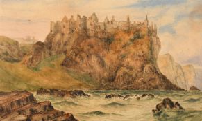 Alexander Williams (19th Century), A view of Dunluce Castle, Northern Ireland, watercolour,