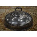 A good large plated meat dome with engraved crest.