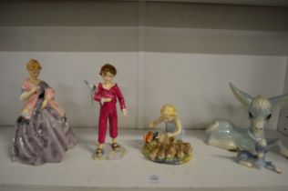 Three Royal Worcester figures modelled by F G Doughty, 'Woodland Dance', 'The Parakeet', 'First