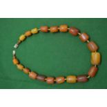 An amber bead necklace, approximately 55grams.