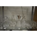 A quantity of glassware to include decanters etc.