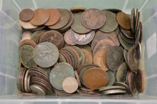 A quantity of pre-decimal and other coins.