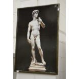 Michelangelo's David, printed poster on board.