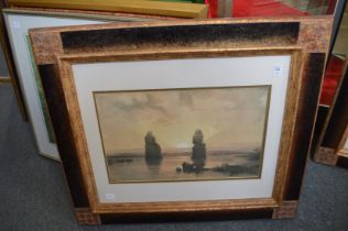 After David Roberts, three prints depicting Middle Eastern scenes in decorative frames.