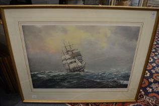 Derek Gardner, Galleon at sea, colour print, pencil signed, together with similar nautical themed