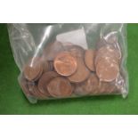 A quantity of farthings and half penny pieces.