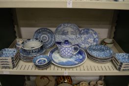 Blue and white china to include Oriental bowls, dishes etc.