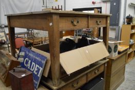 A good large pine work table with drawers to each side.