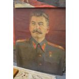 Russian School, bust length portrait of Stalin, oil on canvas, unframed.