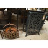 A cast iron stick stand, fire grate etc.