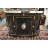 A Victorian inlaid and ormolu mounted ebonised credenza.