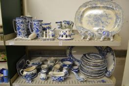 A large quantity of blue and white china.