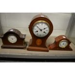 Three Edwardian mantle clocks (af).