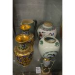 A small Carltonware dragon decorated vase and other items.