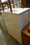 A grey lacquer painted bedroom chest.