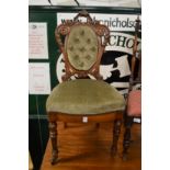 A good small Victorian carved walnut and upholstered occasional chair.