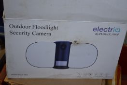 An outdoor flood light security camera.