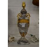 A marble and ormolu urn shaped table lamp.