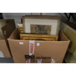 Box of paintings and prints etc.