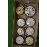 Silver and other pocket watches together with a pocket barometer.