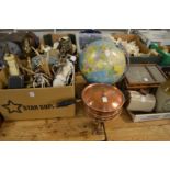 Miscellaneous collectables to include copper chafing dish, globe, stoneware bottles etc.