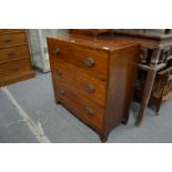 A mahogany straight front three drawer chest.