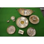 A Continental silver twin handled bowl and other items.