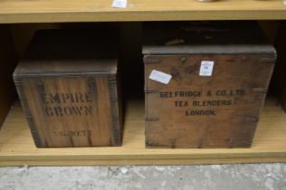 Two wooden tea boxes.