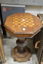 A Victorian walnut work/games table (faults).