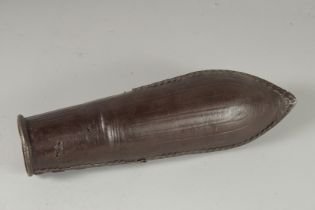 A 16TH-17TH CENTURY SOUTH INDIAN STEEL ARM GUARD, 33cm long.