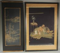 A GOOD CHINESE PAINTING ON PAPER, depicting an immortal and tiger, inscribed and with gilt seal mark