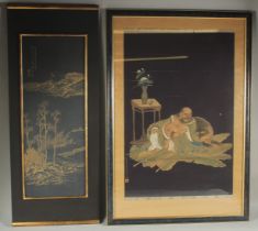 A GOOD CHINESE PAINTING ON PAPER, depicting an immortal and tiger, inscribed and with gilt seal mark