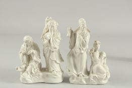 TWO BLANC DE CHINE FIGURAL GROUPS, each of two figures with fine details, (2).