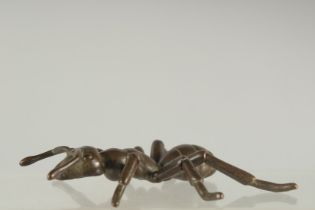 A JAPANESE RETICULATED BRONZE OKIMONO OF AN ANT.