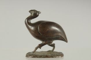 A SMALL BRONZE FIGURE OF AN OSTRICH.