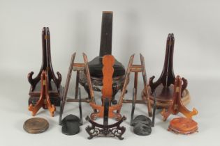 A COLLECTION OF VARIOUS HARDWOOD STANDS, (qty).