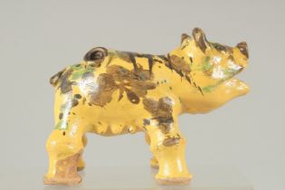 A RARE TURKISH CANAKKALE FIGURE OF A PIG, 16cm long.