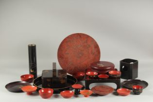 A LARGE COLLECTION OF VARIOUS JAPANESE LACQUERED ITEMS, (qty).