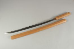 A 20TH CENTURY JAPANESE SHIRASAYA WITH SIGNED BLADE, blade 60cm, overall 83cm long.