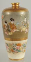 A VERY FINE MINIATURE JAPANESE SATSUMA VASE, beautifully painted children amongst vases of