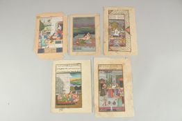 A COLLECTION OF FIVE 19TH-20TH CENTURY INDIAN MINIATURE PAINITNGS, (5)