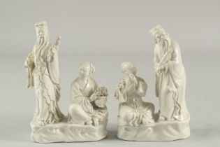 TWO BLANC DE CHINE FIGURAL GROUPS, each of two figures with fine details, (2).