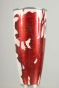 A JAPANESE MIXED GINBARI AND CLOISONNE PINK GROUND VASE, decorated with flora, 28cm high.