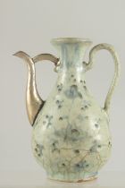 A RARE CHINESE MING DYNASTY OR EARLIER BLUE AND WHITE EWER, made for the Islamic market, 18.5cm
