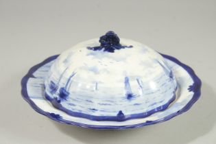 A ROYAL CROWN DERBY MUFFIN DISH AND COVER painted with sailing vessels by W.E.J. DEAN.